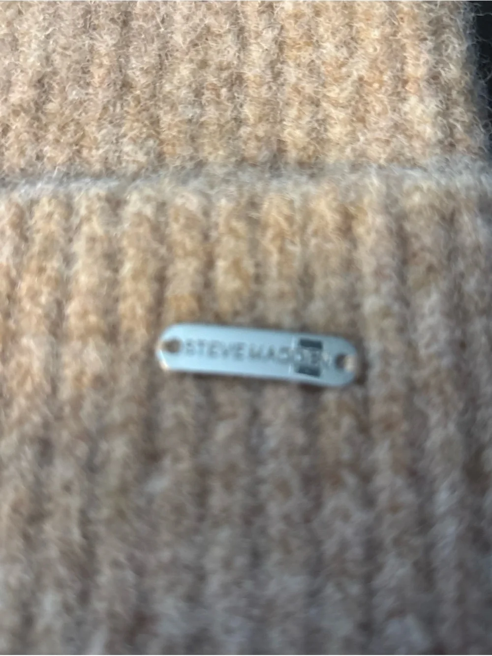 Steve Madden Women's Wide Cuff Beanie with Pom